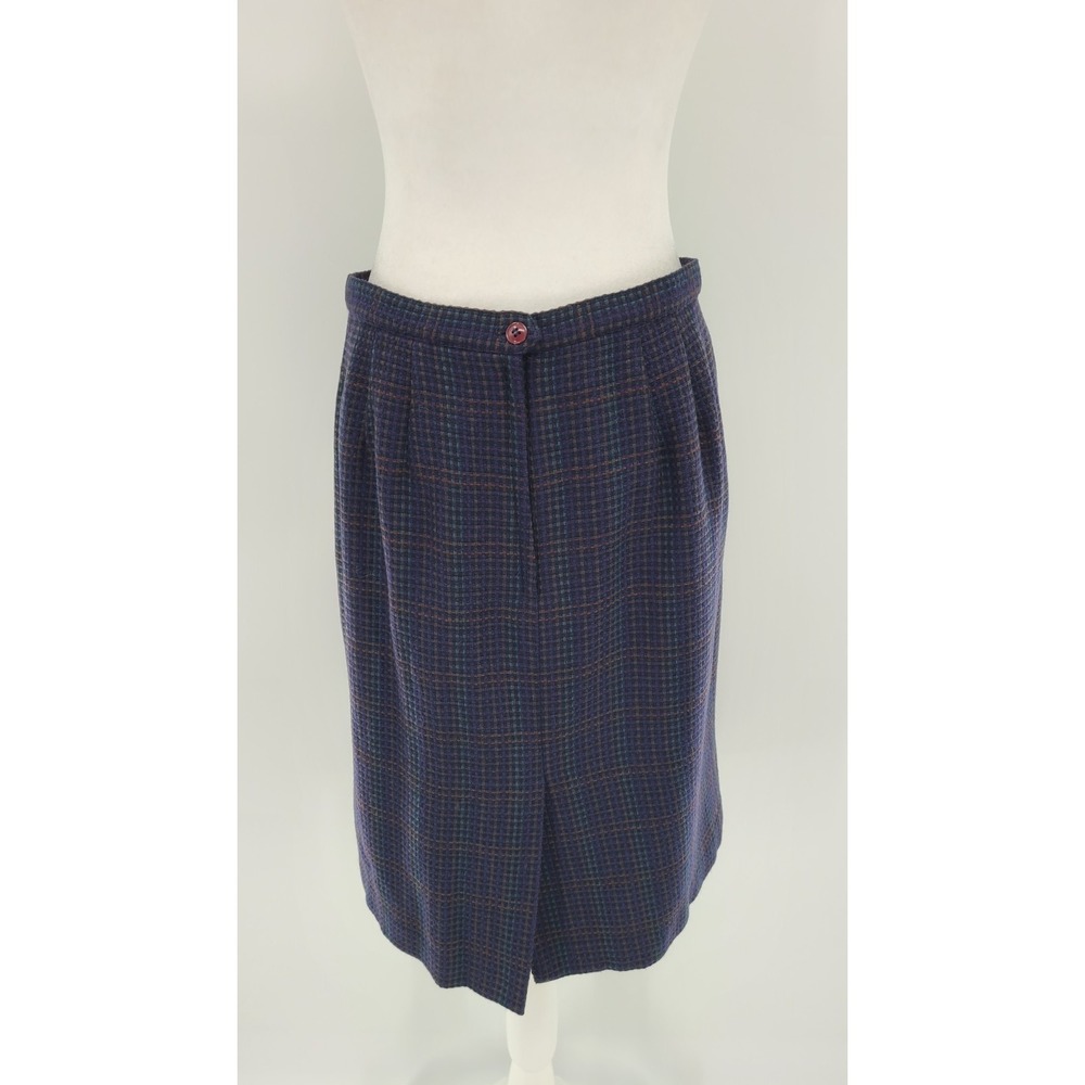 Kasper ASL Tweed Navy Skirt Suit Set 12 Petite Wool Vtg Career Dark Academia - Picture 11 of 12